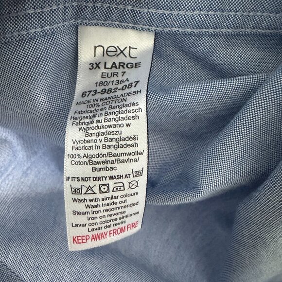 Next Blue 3XL Long-Sleeve Shirt 100% Cotton - Picture 5 of 12